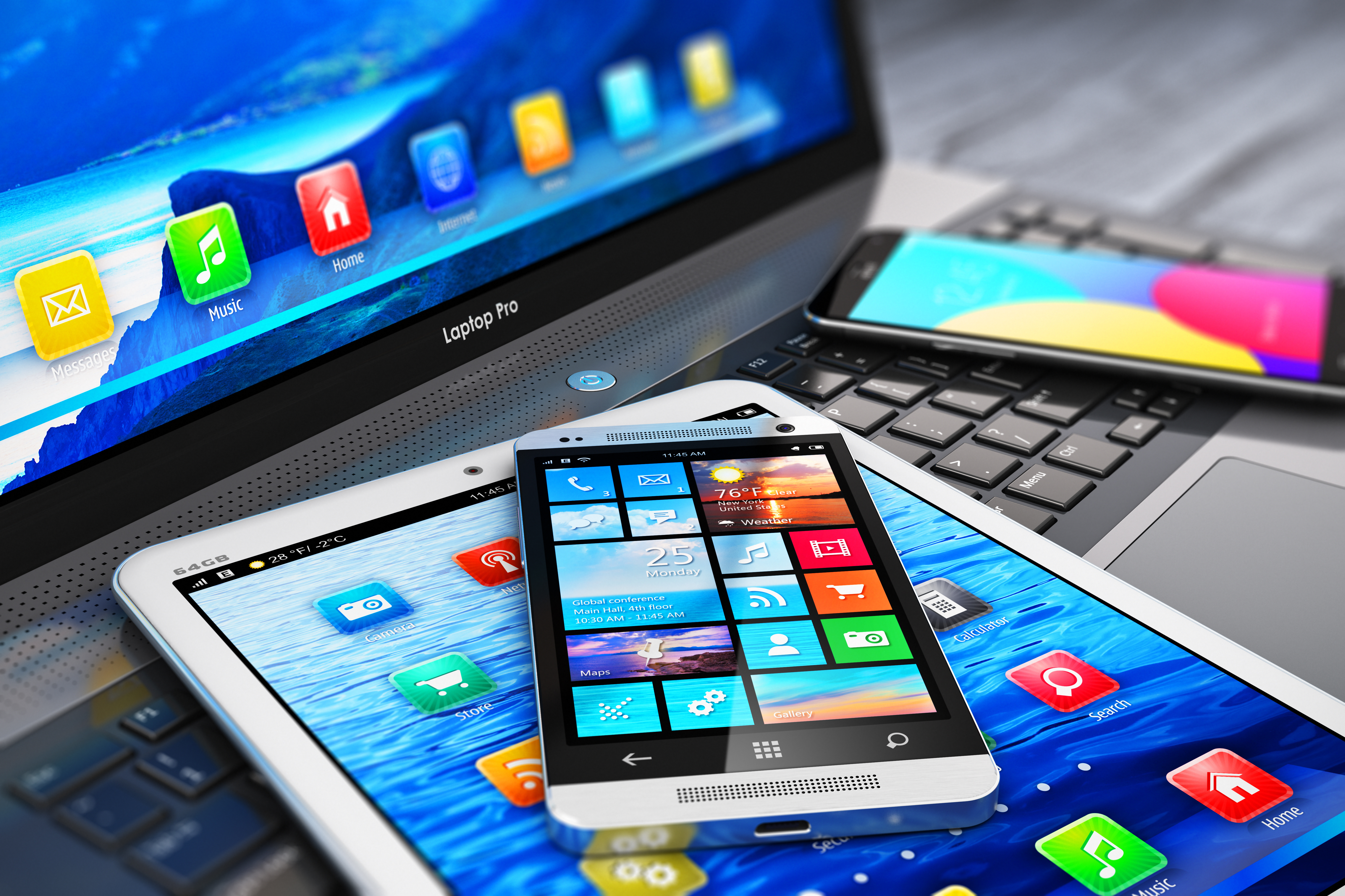 Mobile, tablet and laptop devices